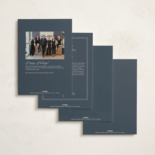 This is a winter sky business holiday cards with standard by Robin Ott called woodcut printing on signature in standard