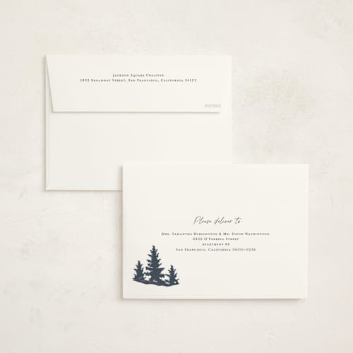 This is a winter sky business holiday cards with standard by Robin Ott called woodcut printing on signature in standard