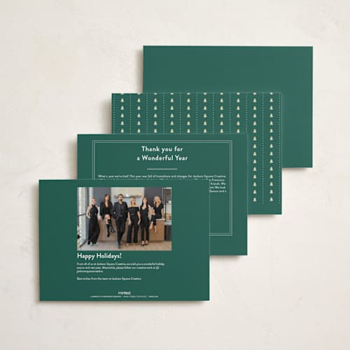This is a mint business holiday cards with standard by Ellen Schlegelmilch called a joy! printing on signature in standard