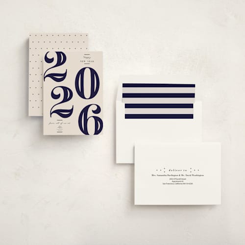 This is a midnight business holiday cards with standard by Oma N. Ramkhelawan called bold year printing on signature in standard