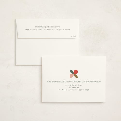 This is a persimmon business holiday cards with standard by Erica Krystek called bauhaus holly printing on signature in standard