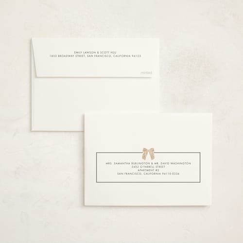This is a charcoal business holiday cards with standard by Cindy Reynolds called watercolor bow printing on signature in standard