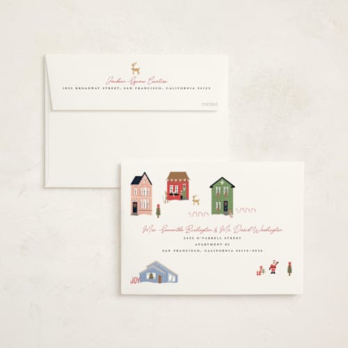 This is a candy business holiday cards with standard by Erin German called no place like home printing on signature in standard