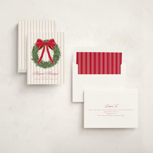 This is a peppermint business holiday cards with standard by Everett Paper Goods called cape may charm printing on signature in standard