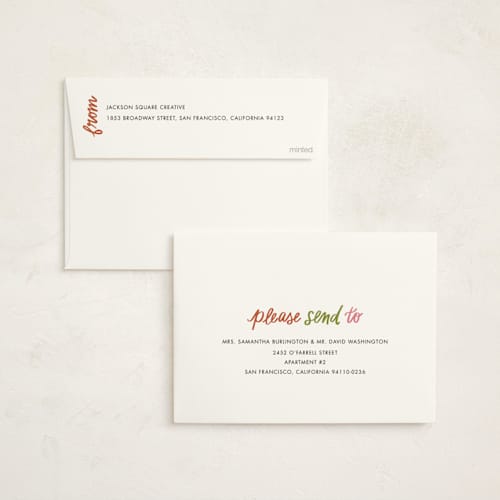 This is a jolly business holiday cards with standard by Jen Owens called word wreath printing on signature in standard