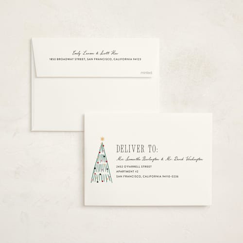 This is a midnight business holiday cards with standard by Pixel and Hank called holiday city printing on signature in standard