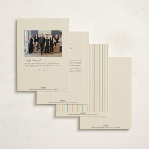 This is a cream business holiday cards with standard by Ellen Schlegelmilch called slope printing on signature in standard