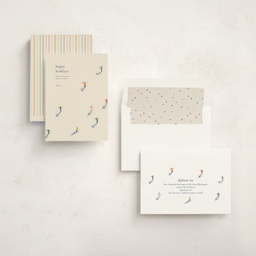 This is a cream business holiday cards with standard by Ellen Schlegelmilch called slope printing on signature in standard
