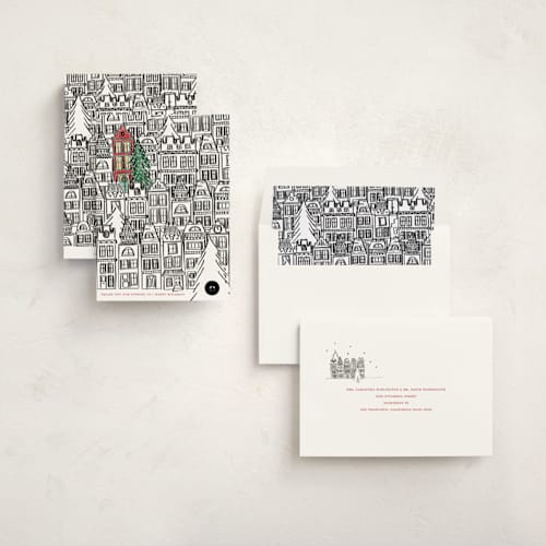This is a ink business holiday cards with standard by Caroline Harberd called find us buildings printing on signature in standard