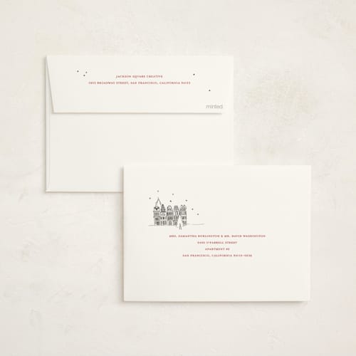 This is a ink business holiday cards with standard by Caroline Harberd called find us buildings printing on signature in standard