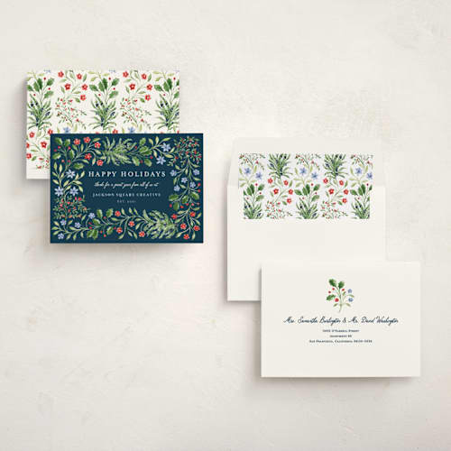 This is a midnight business holiday cards with standard by Sarah Knight called sophia printing on signature in standard