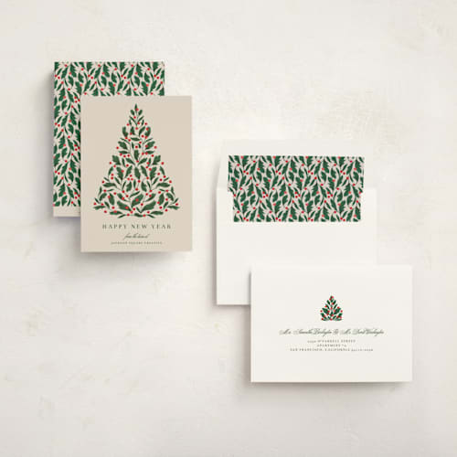 This is a latte business holiday cards with standard by Jen Owens called oh tree printing on signature in standard