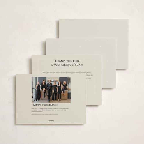This is a taffy business holiday cards with standard by Hannah Williams called colorful cheers printing on signature in standard
