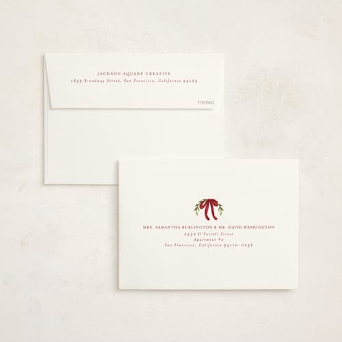 This is a berry business holiday cards with standard by Chris Griffith called holiday bow tree printing on signature in standard