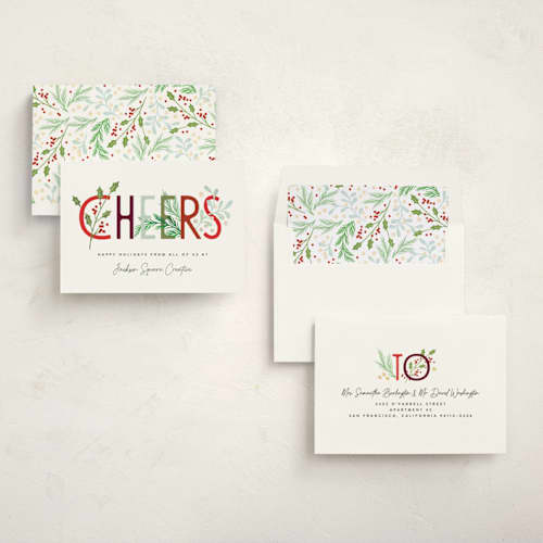 This is a fern business holiday cards with standard by Alethea and Ruth called simple cheers printing on signature in standard
