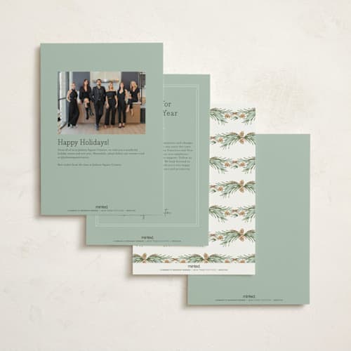 This is a frost business holiday cards with standard by Paper Sun Studio called pine border printing on signature in standard
