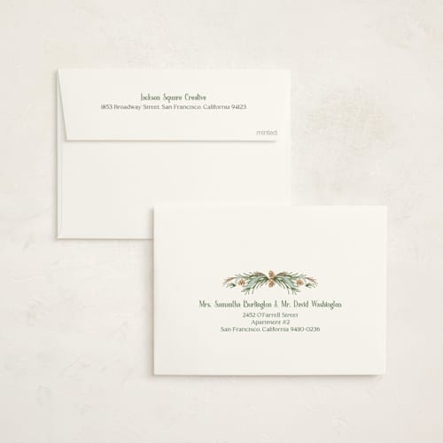 This is a frost business holiday cards with standard by Paper Sun Studio called pine border printing on signature in standard