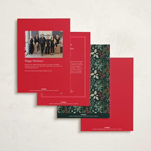 This is a holly berry business holiday cards with standard by Susan Moyal called holiday vine printing on signature in standard