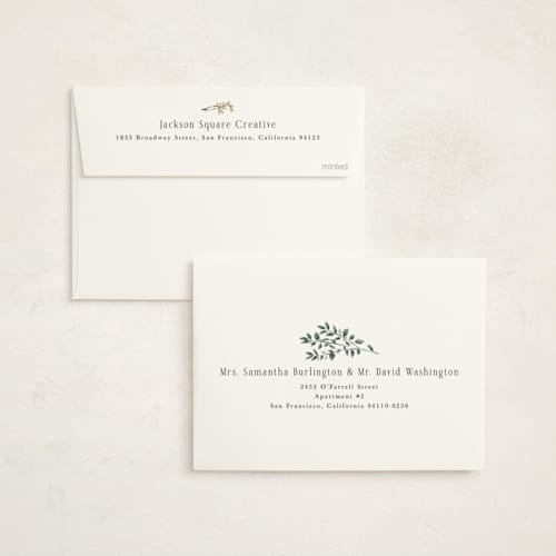 This is a juniper business holiday cards with standard by Susan Moyal called holiday vine printing on signature in standard