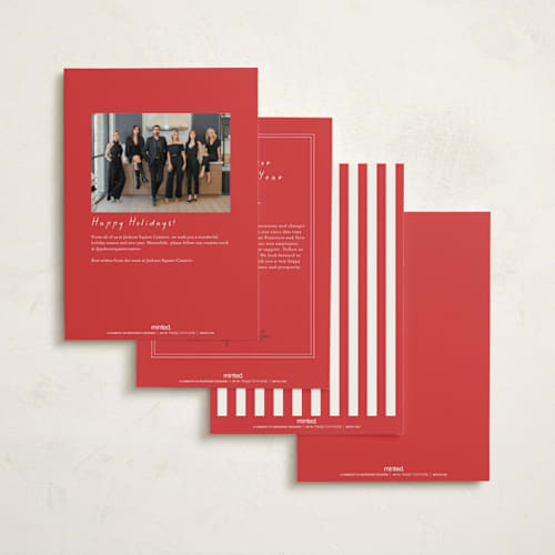 This is a poppy business holiday cards with standard by mo kelley called wreath with bow printing on signature in standard