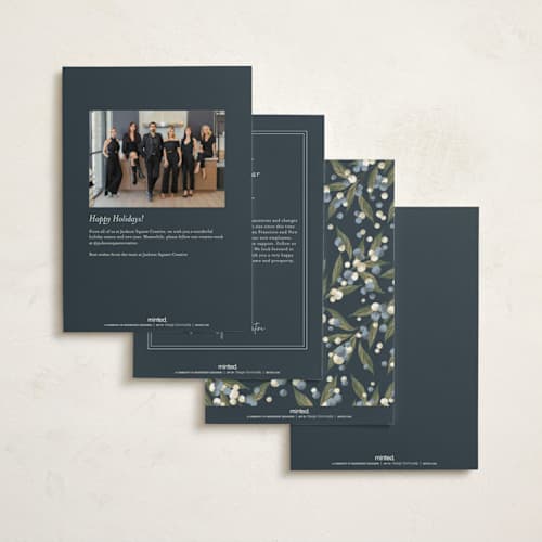 This is a frost business holiday cards with standard by Jackie Crawford called ribbon bouquet printing on signature in standard