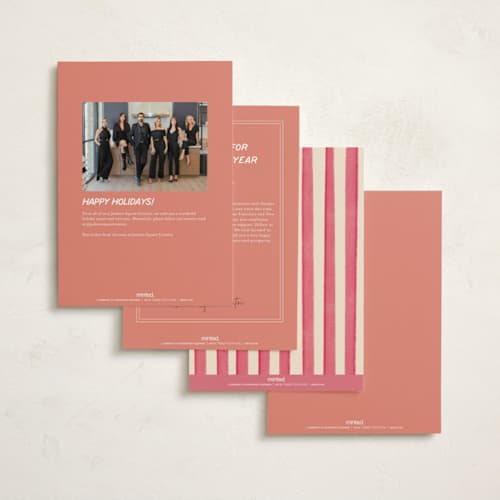 This is a stocking business holiday cards with standard by Creo Study called vintage ski season printing on signature in standard