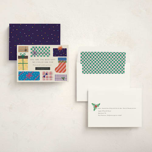 This is a festive business holiday cards with standard by lulu and isabelle called the best gift printing on signature in standard