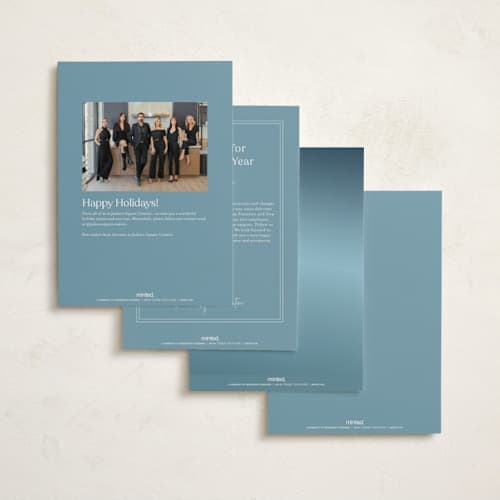 This is a frozen lake business holiday cards with standard by Annie Clark called horizon printing on signature in standard