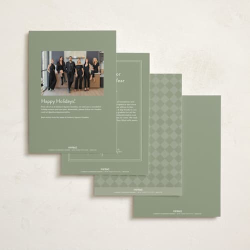 This is a forest business holiday cards with standard by Jackie Crawford called holiday hearth printing on signature in standard