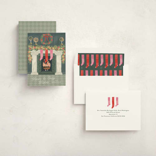 This is a forest business holiday cards with standard by Jackie Crawford called holiday hearth printing on signature in standard