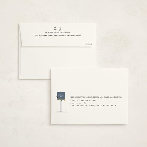 This is a wintermint business holiday cards with standard by Corinne Malesic called real estate buddies printing on signature in standard
