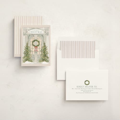 This is a ivory business holiday cards with standard by Petra Kern called open the door printing on signature in standard