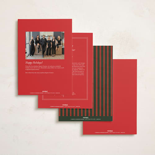 This is a poinsettia business holiday cards with standard by Pinky Diamond Studio called peace in blooom printing on signature in standard