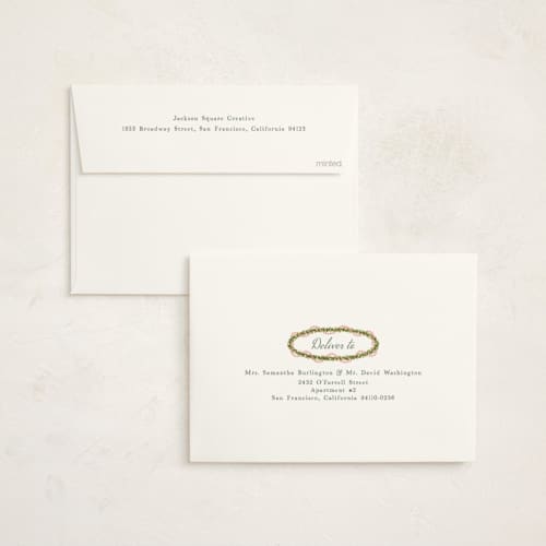This is a evergreen business holiday cards with standard by Paola Benenati called the vintage tree printing on signature in standard