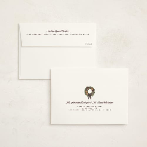 This is a juniper business holiday cards with standard by Jenna Holcomb called doorway printing on signature in standard