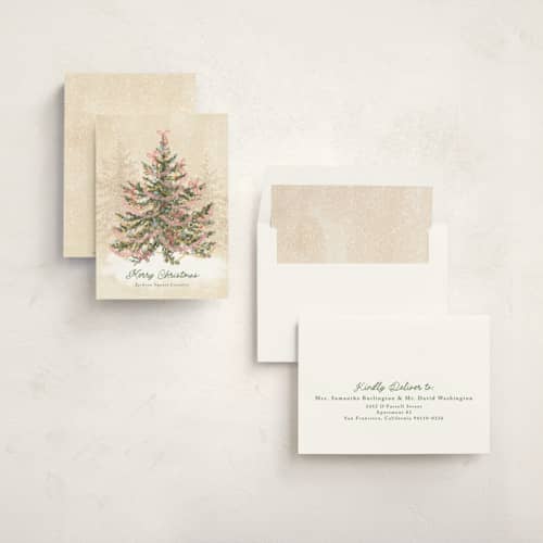 This is a ivory business holiday cards with standard by Petra Kern called tannenabaum printing on signature in standard
