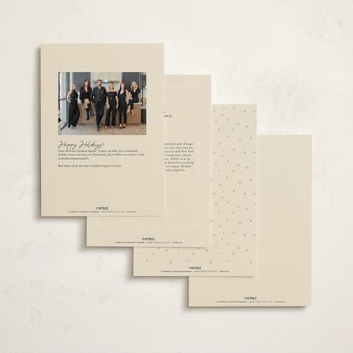 This is a champagne business holiday cards with standard by Cass Loh called city skaters printing on signature in standard
