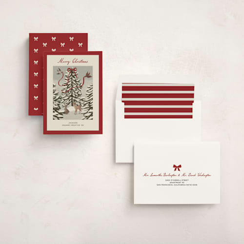 This is a berry business holiday cards with standard by Maja Cunningham called festive forest printing on signature in standard