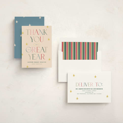 This is a sugar cookie business holiday cards with standard by Pixel and Hank called a great year printing on signature in standard