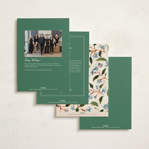 This is a frasier fir business holiday cards with standard by Wendy Keller called winter fruit printing on signature in standard