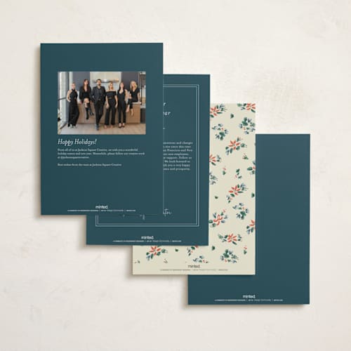 This is a blue spruce business holiday cards with standard by Sarah Rosenthal called brighton house printing on signature in standard