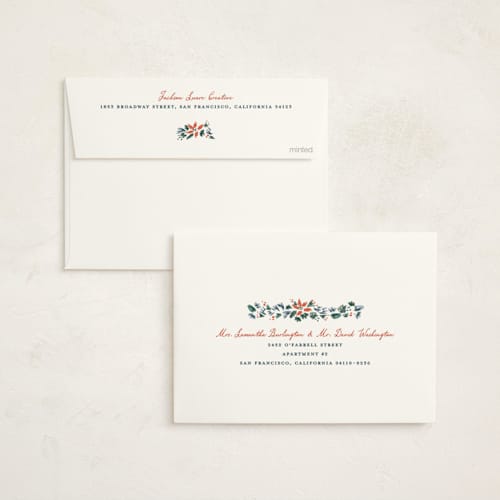 This is a blue spruce business holiday cards with standard by Sarah Rosenthal called brighton house printing on signature in standard