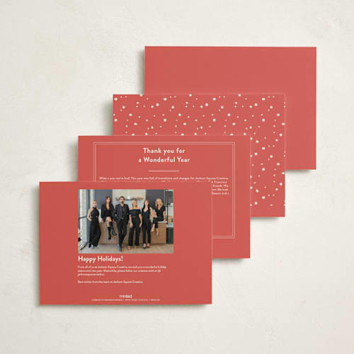 This is a holly berry business holiday cards with standard by Hattie and Jane called snow fun printing on signature in standard