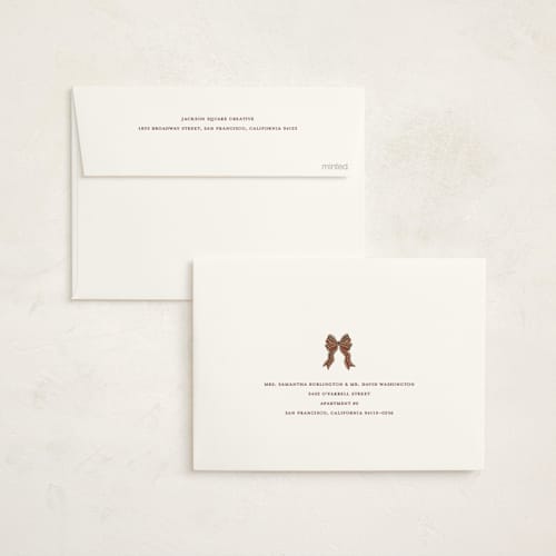 This is a holly berry business holiday cards with standard by Jenna Holcomb called tartan tree printing on signature in standard