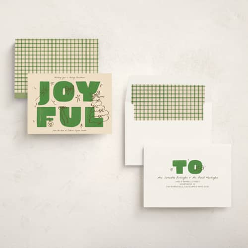 This is a mistletoe business holiday cards with standard by Vera Lim called chunky printing on signature in standard