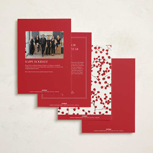 This is a snow business holiday cards with standard by Gwen Bedat called berry printing on signature in standard