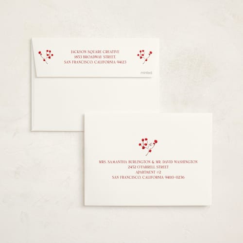 This is a snow business holiday cards with standard by Gwen Bedat called berry printing on signature in standard