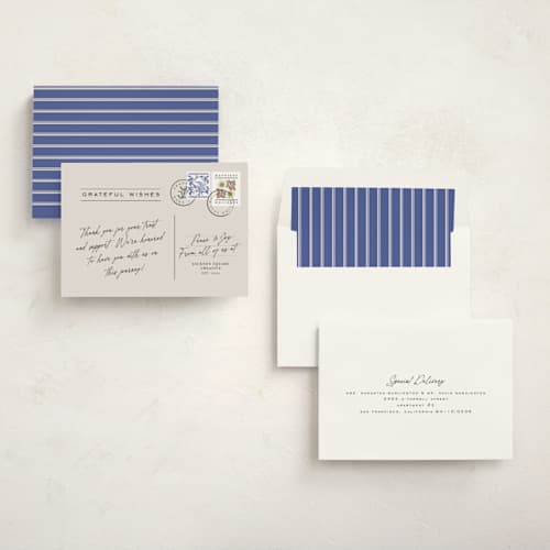 This is a eggnog business holiday cards with standard by Ana de Sousa called postal gratitude printing on signature in standard