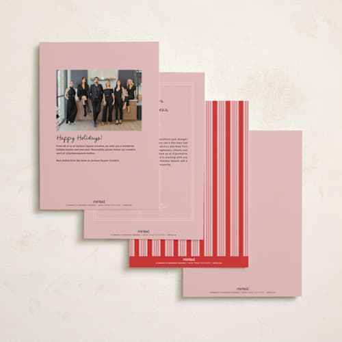 This is a peppermint business holiday cards with standard by Megan Cash called guest check printing on signature in standard