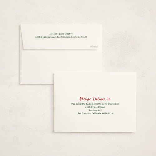 This is a peppermint business holiday cards with standard by Megan Cash called guest check printing on signature in standard